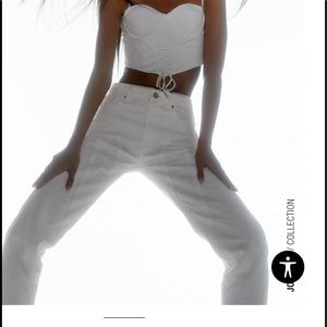 White straight leg denim jeans Zara